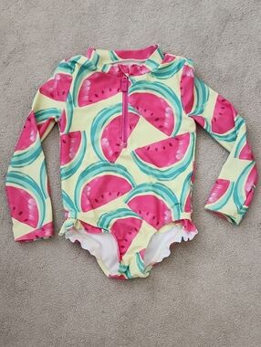 Carter's Long Sleeve Watermelon One-Piece Swimsuit - Pink & Yellow